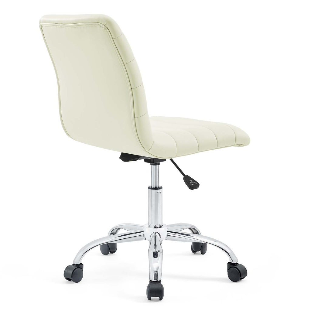 Ripple Armless Mid Back Vinyl Office Chair in White