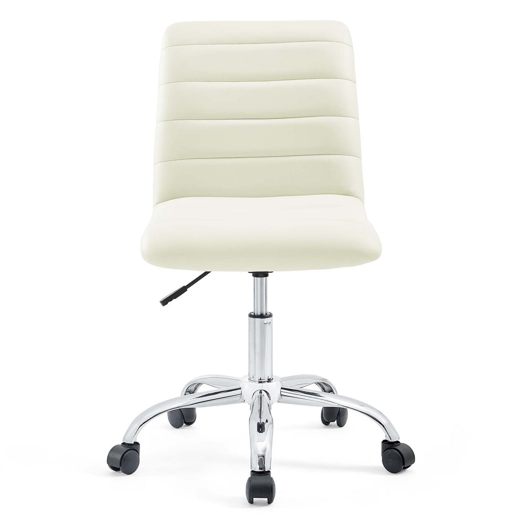 Ripple Armless Mid Back Vinyl Office Chair in White