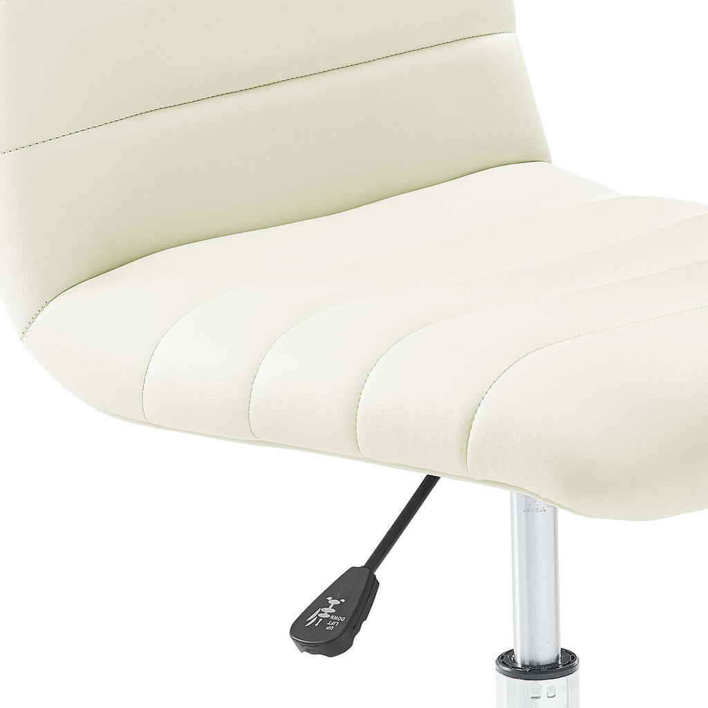 Ripple Armless Mid Back Vinyl Office Chair in White