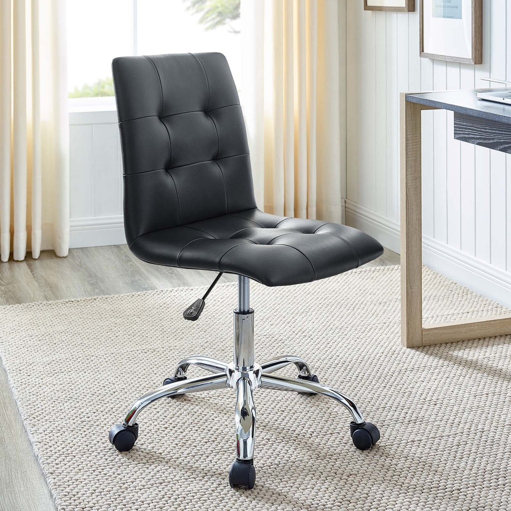 Prim Armless Mid Back Office Chair in Black