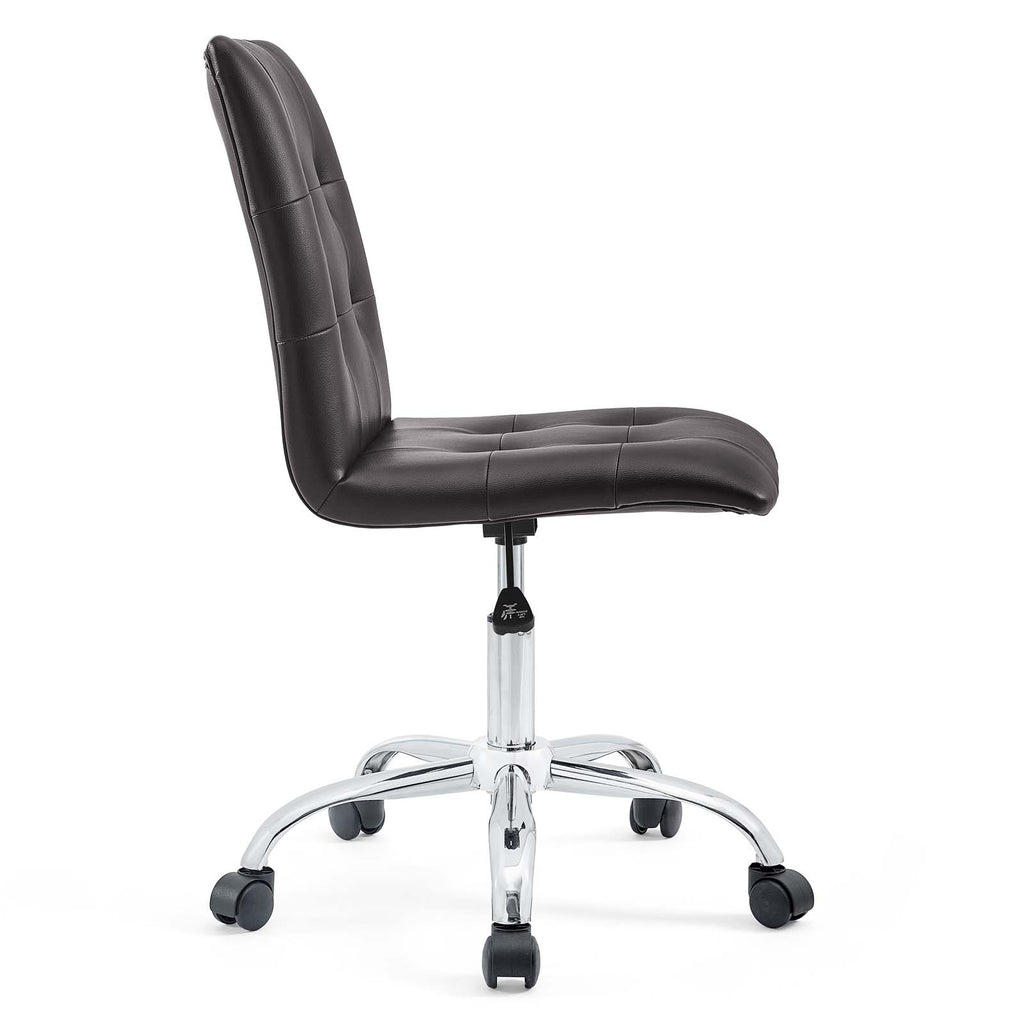 Prim Armless Mid Back Office Chair in Brown