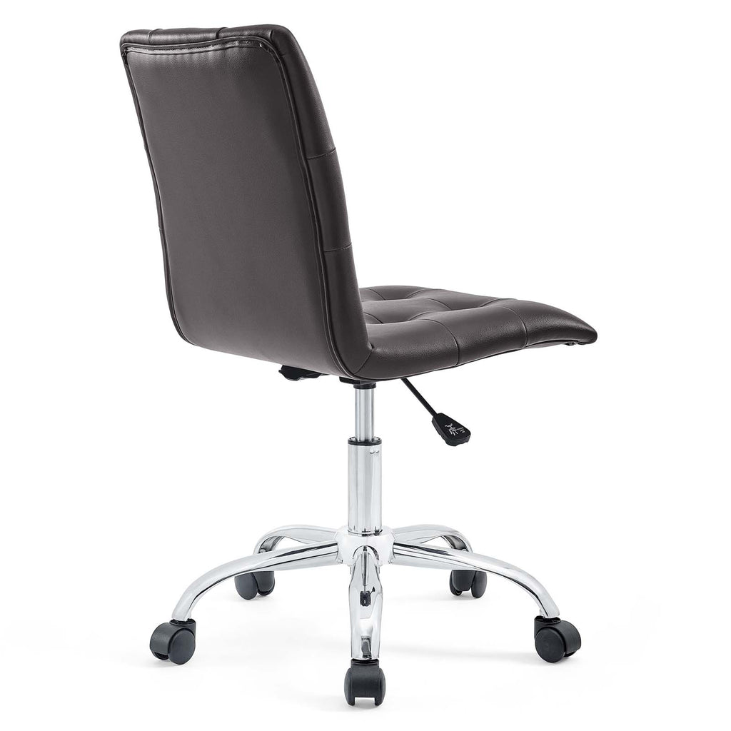 Prim Armless Mid Back Office Chair in Brown