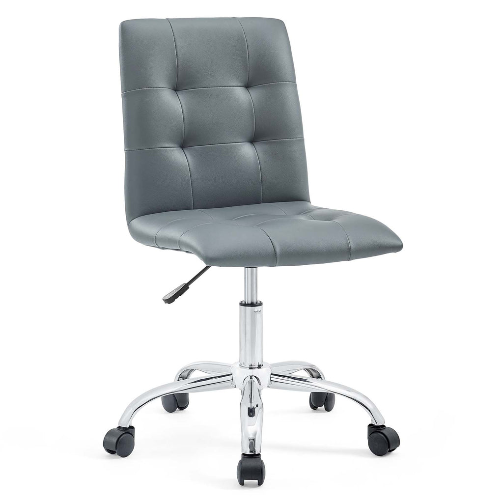 Prim Armless Mid Back Office Chair in Gray