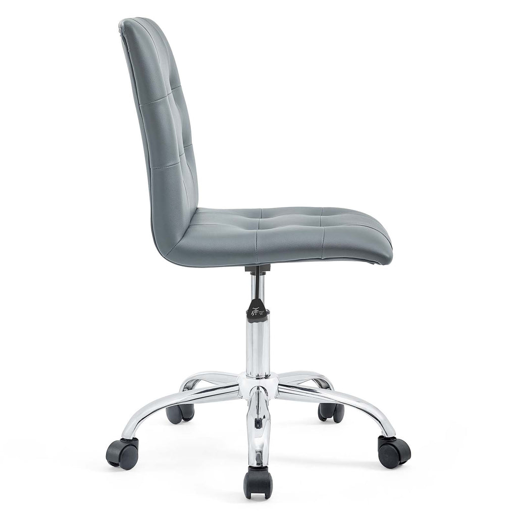 Prim Armless Mid Back Office Chair in Gray