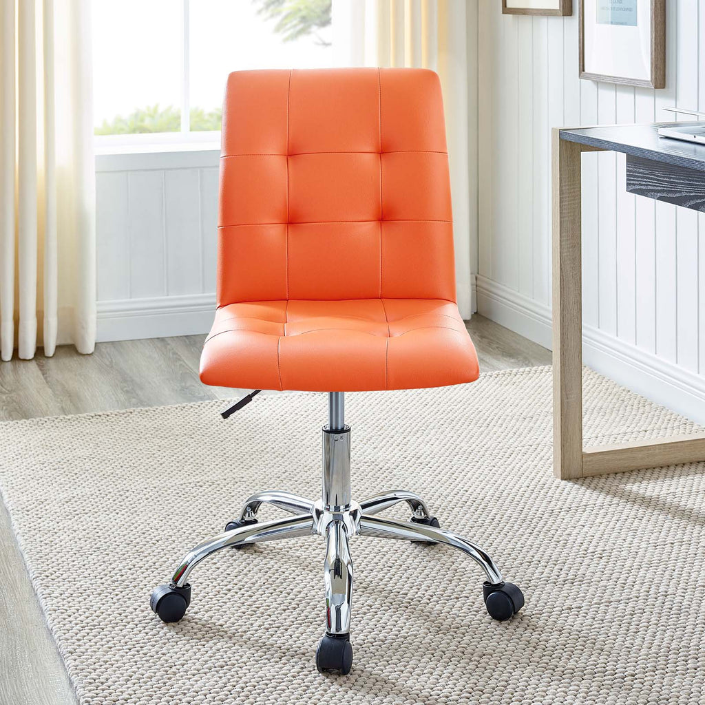Prim Armless Mid Back Office Chair in Orange