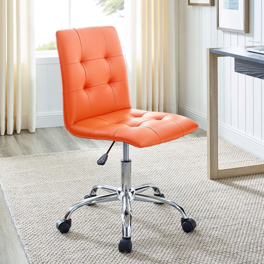 Prim Armless Mid Back Office Chair in Orange