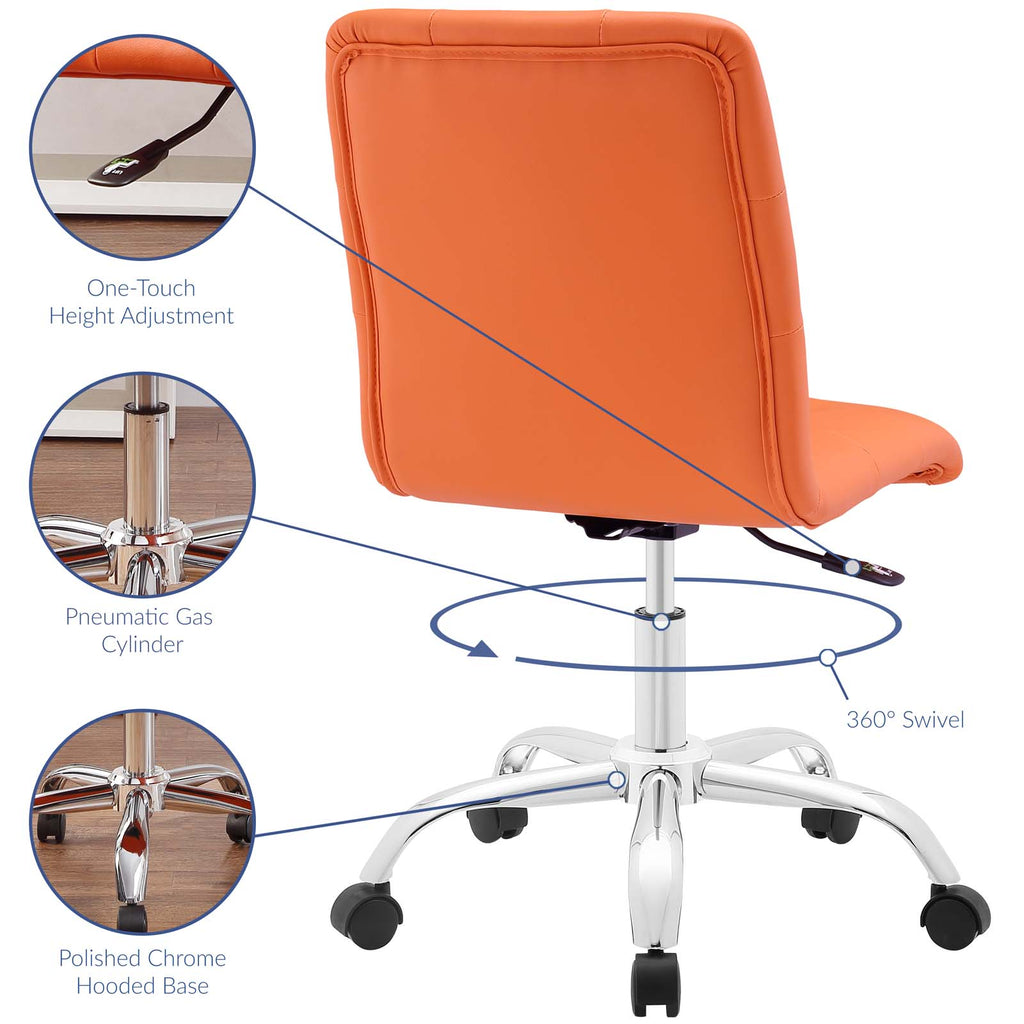 Prim Armless Mid Back Office Chair in Orange