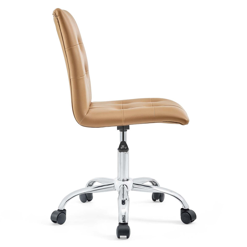 Prim Armless Mid Back Office Chair in Tan