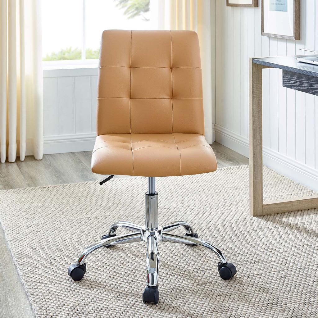 Prim Armless Mid Back Office Chair in Tan