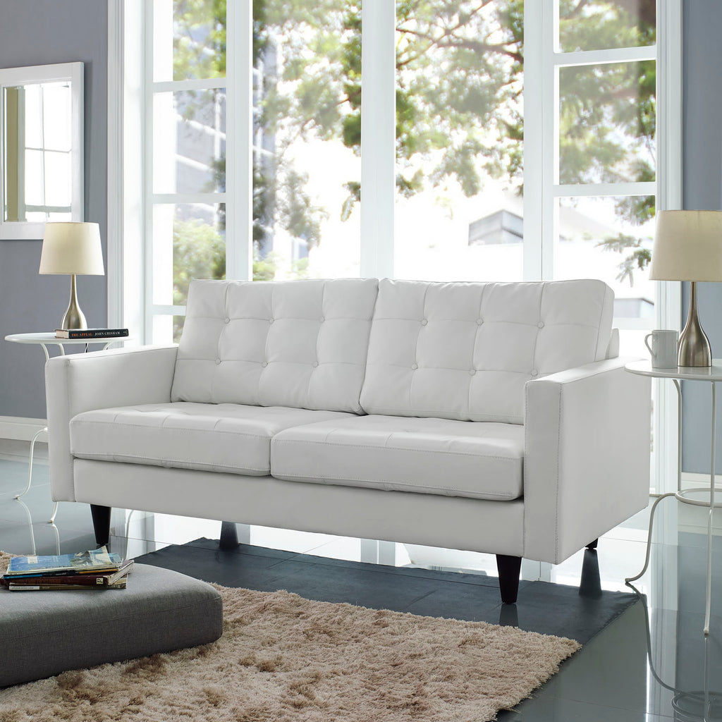Empress Bonded Leather Loveseat in White