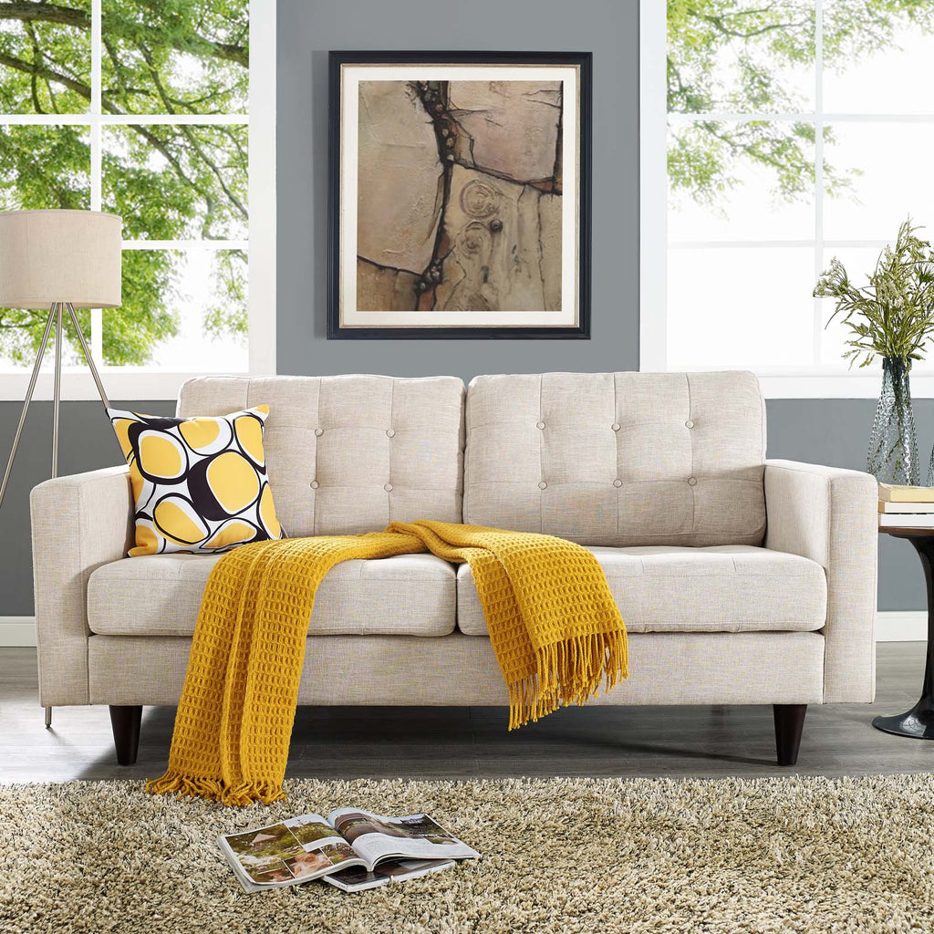 Empress Upholstered Fabric Loveseat in Beige