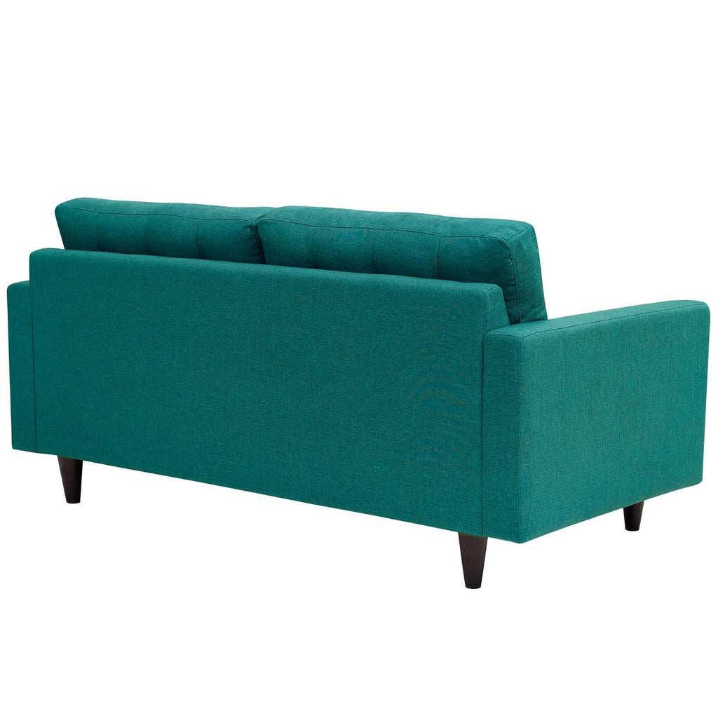 Empress Upholstered Fabric Loveseat in Teal