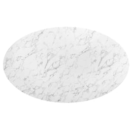 Lippa 78" Oval Artificial Marble Dining Table in White