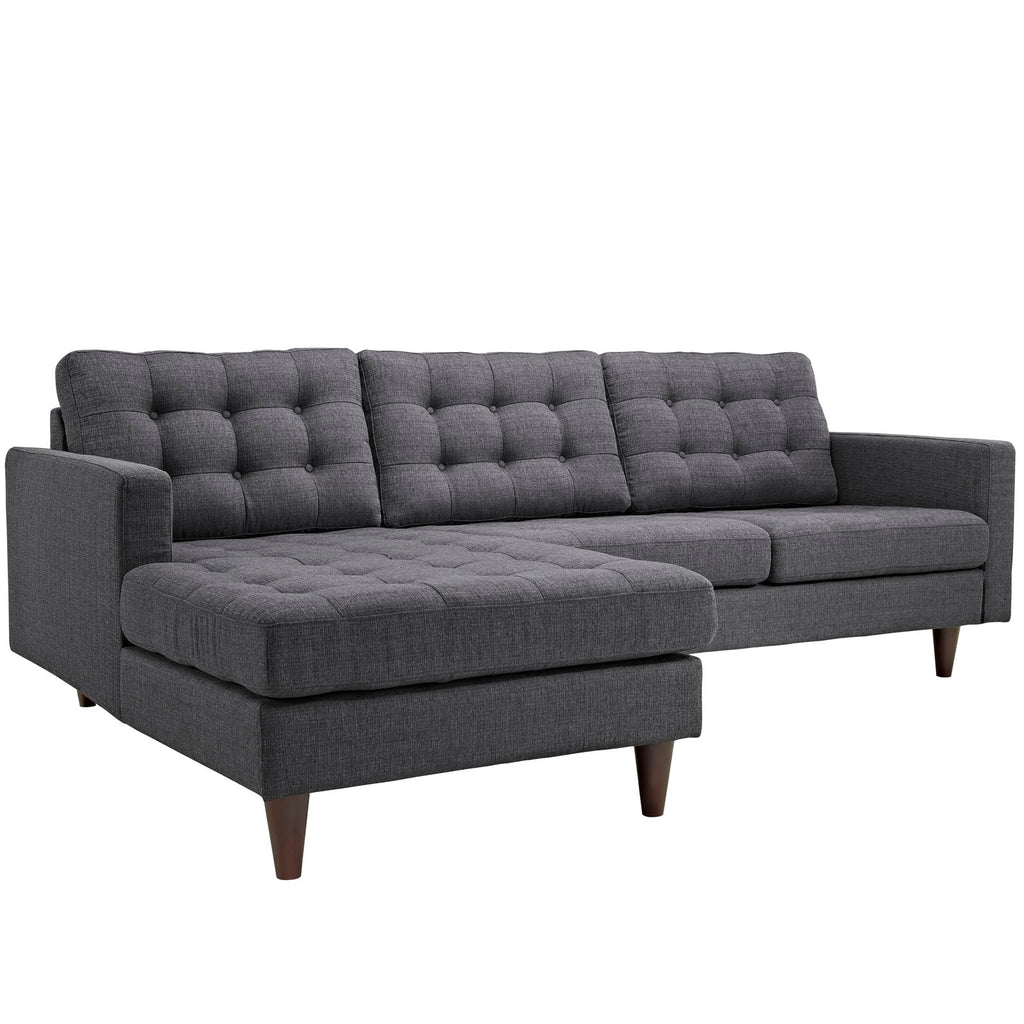 Empress Left-Facing Upholstered Fabric Sectional Sofa in Gray