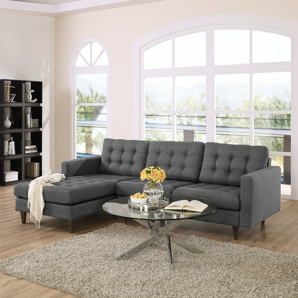 Empress Left-Facing Upholstered Fabric Sectional Sofa in Gray