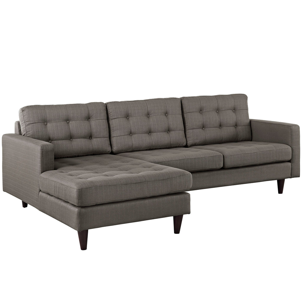 Empress Left-Facing Upholstered Fabric Sectional Sofa in Granite