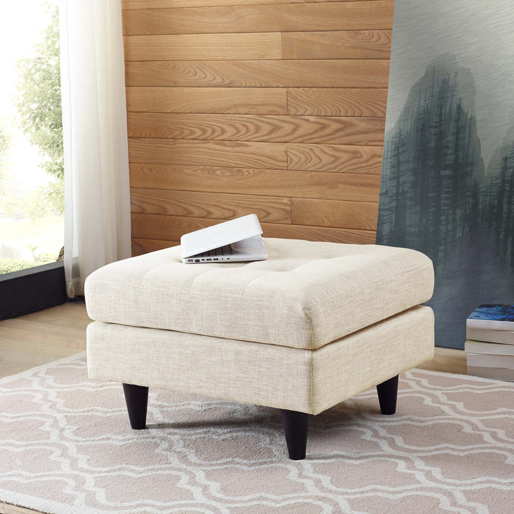 Empress Upholstered Fabric Ottoman in Beige