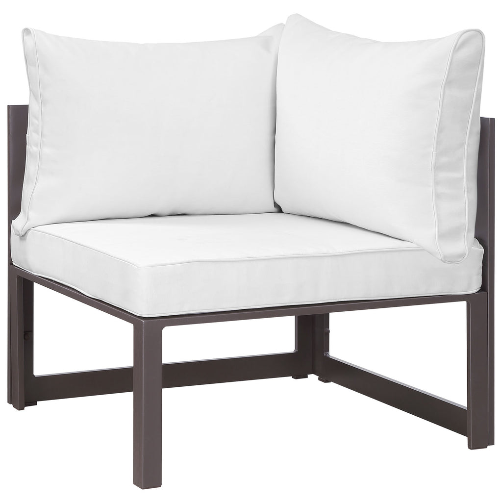 Fortuna 5 Piece Outdoor Patio Sectional Sofa Set in Brown White-1