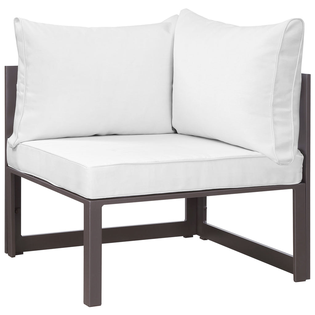 Fortuna 6 Piece Outdoor Patio Sectional Sofa Set in Brown White-3