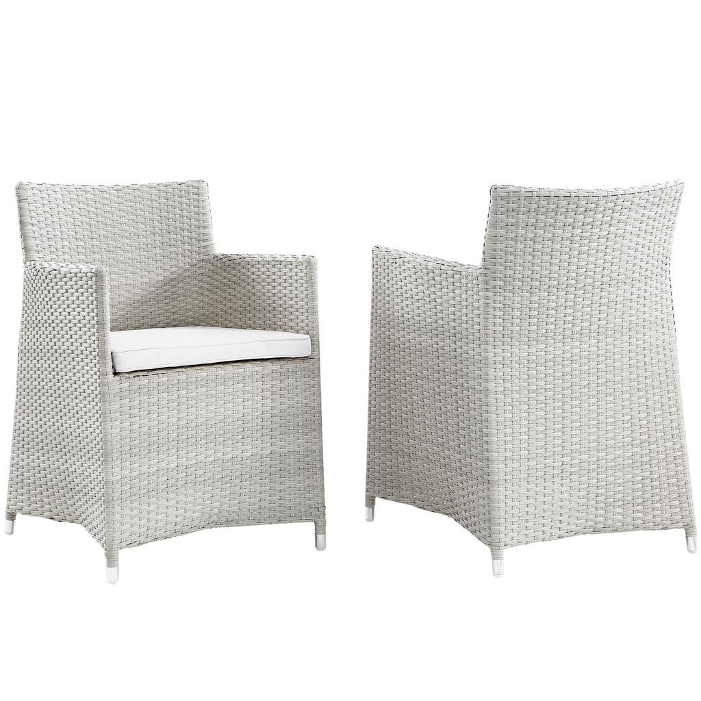 Junction Armchair Outdoor Patio Wicker Set of 2 in Gray White