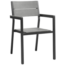 Maine Dining Armchair Outdoor Patio Set of 2 in Brown Gray