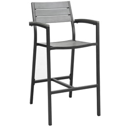 Maine Bar Stool Outdoor Patio Set of 2 in Brown Gray