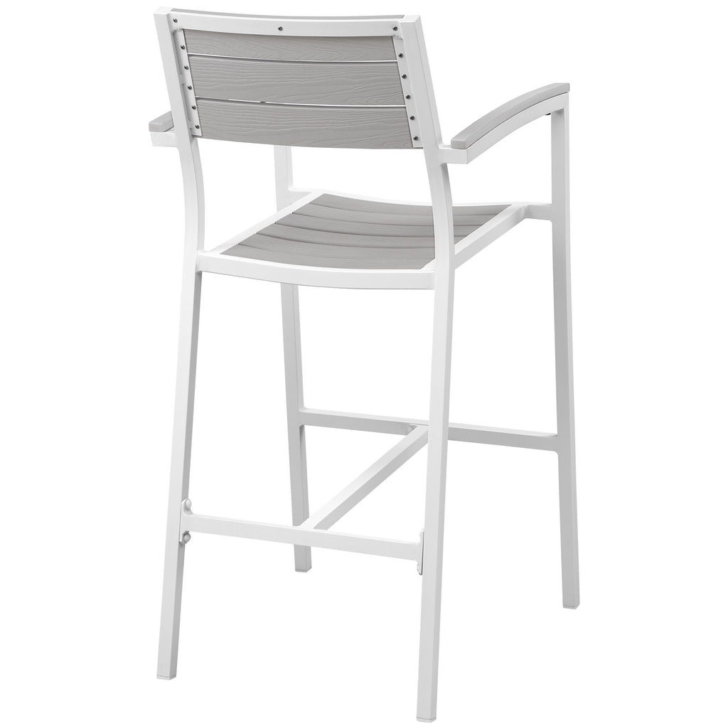 Maine Bar Stool Outdoor Patio Set of 2 in White Light Gray