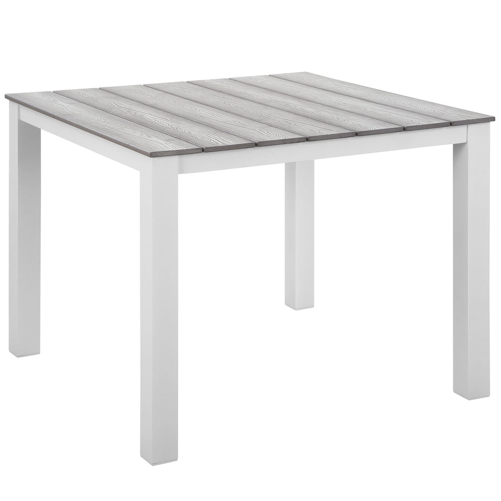 Maine 3 Piece Outdoor Patio Dining Set in White Light Gray-3
