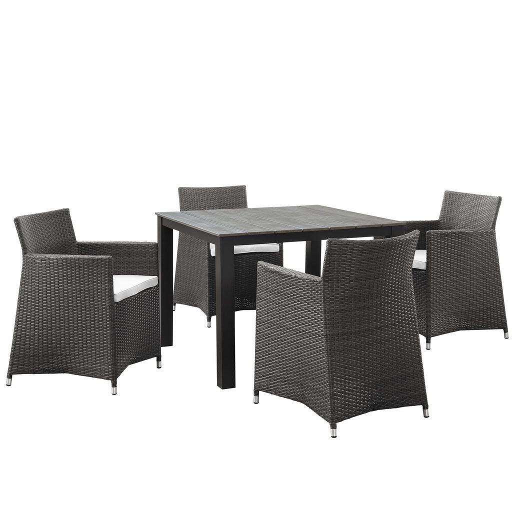 Junction 5 Piece Outdoor Patio Dining Set in Brown White-3