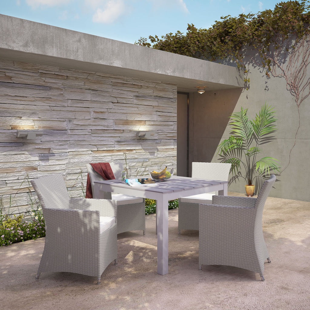 Junction 5 Piece Outdoor Patio Dining Set in Gray White-3