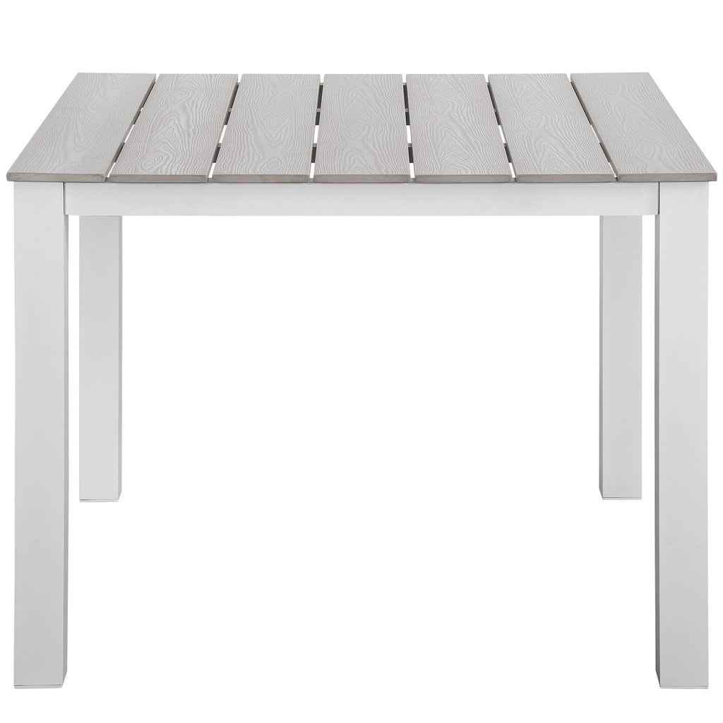 Maine 5 Piece Outdoor Patio Dining Set in White Light Gray-3