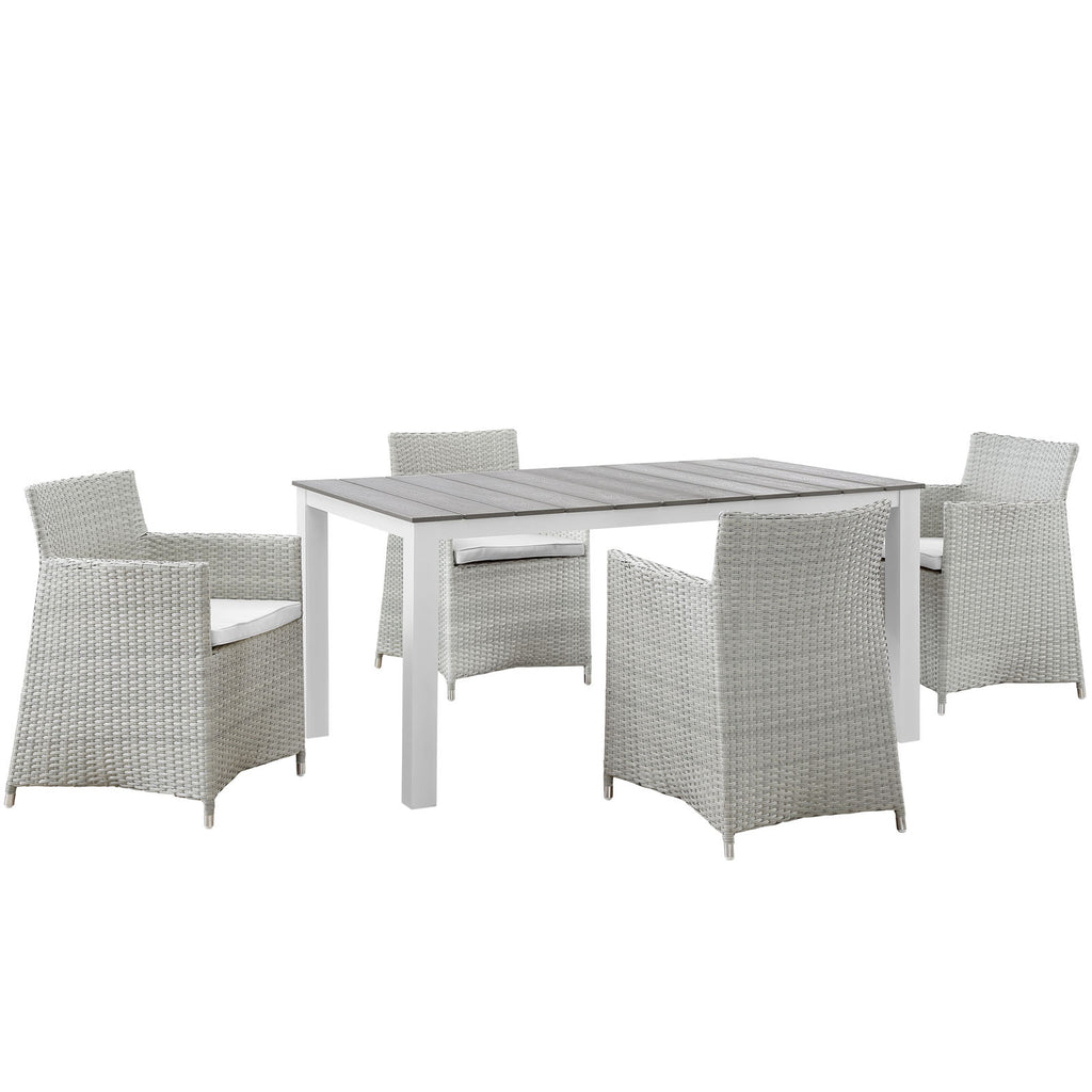 Junction 5 Piece Outdoor Patio Dining Set in Gray White-2