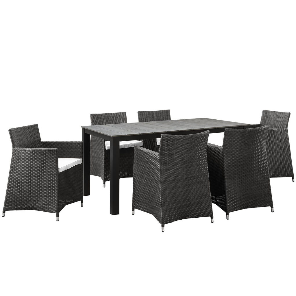 Junction 7 Piece Outdoor Patio Dining Set in Brown White-2
