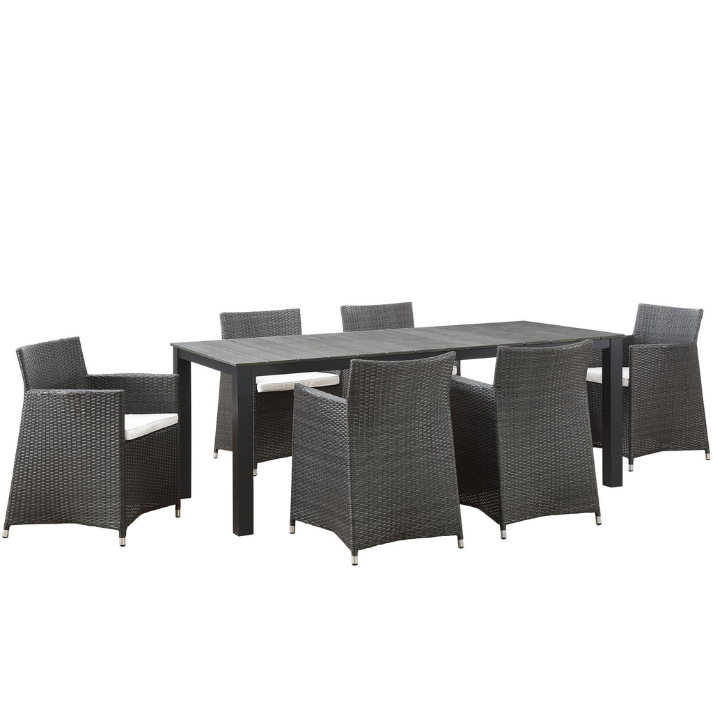 Junction 7 Piece Outdoor Patio Dining Set in Brown White-1
