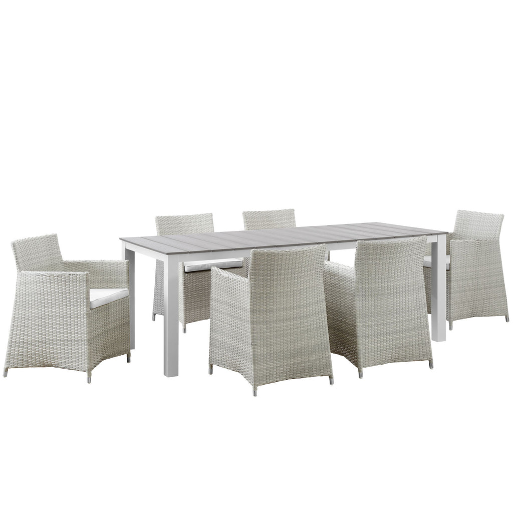 Junction 7 Piece Outdoor Patio Dining Set in Gray White-1