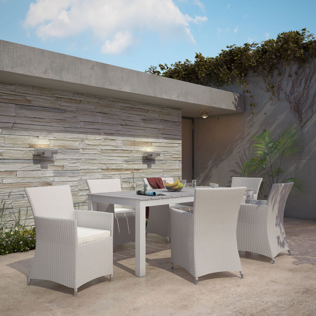 Junction 7 Piece Outdoor Patio Dining Set in Gray White-1