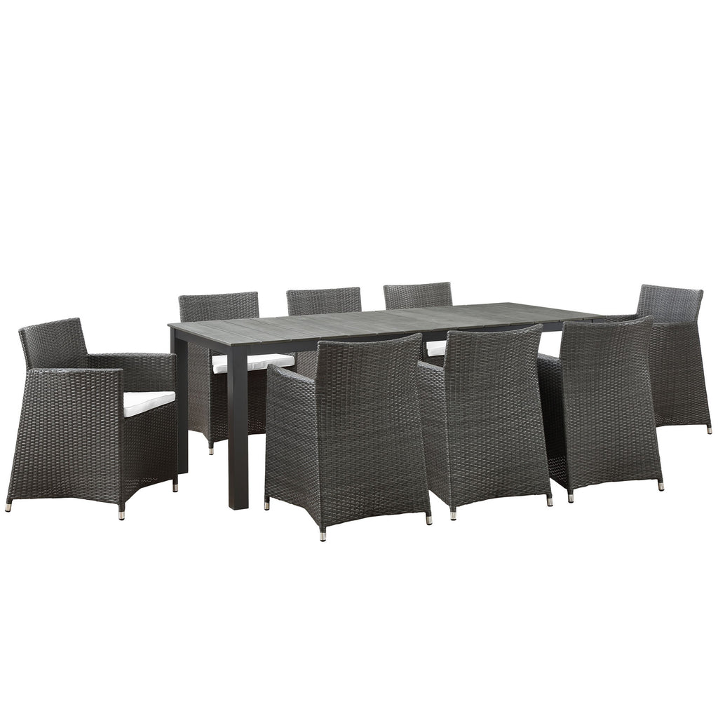 Junction 9 Piece Outdoor Patio Dining Set in Brown White