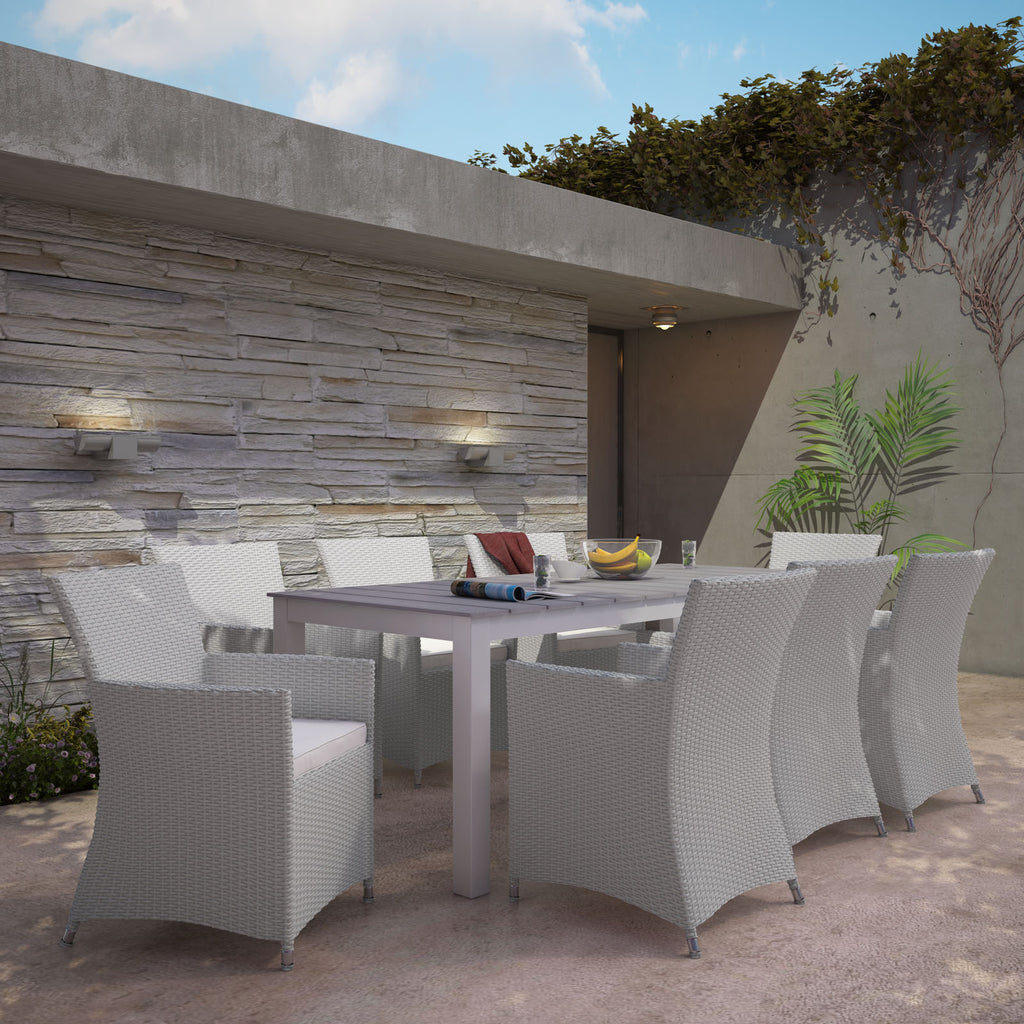 Junction 9 Piece Outdoor Patio Dining Set in Gray White