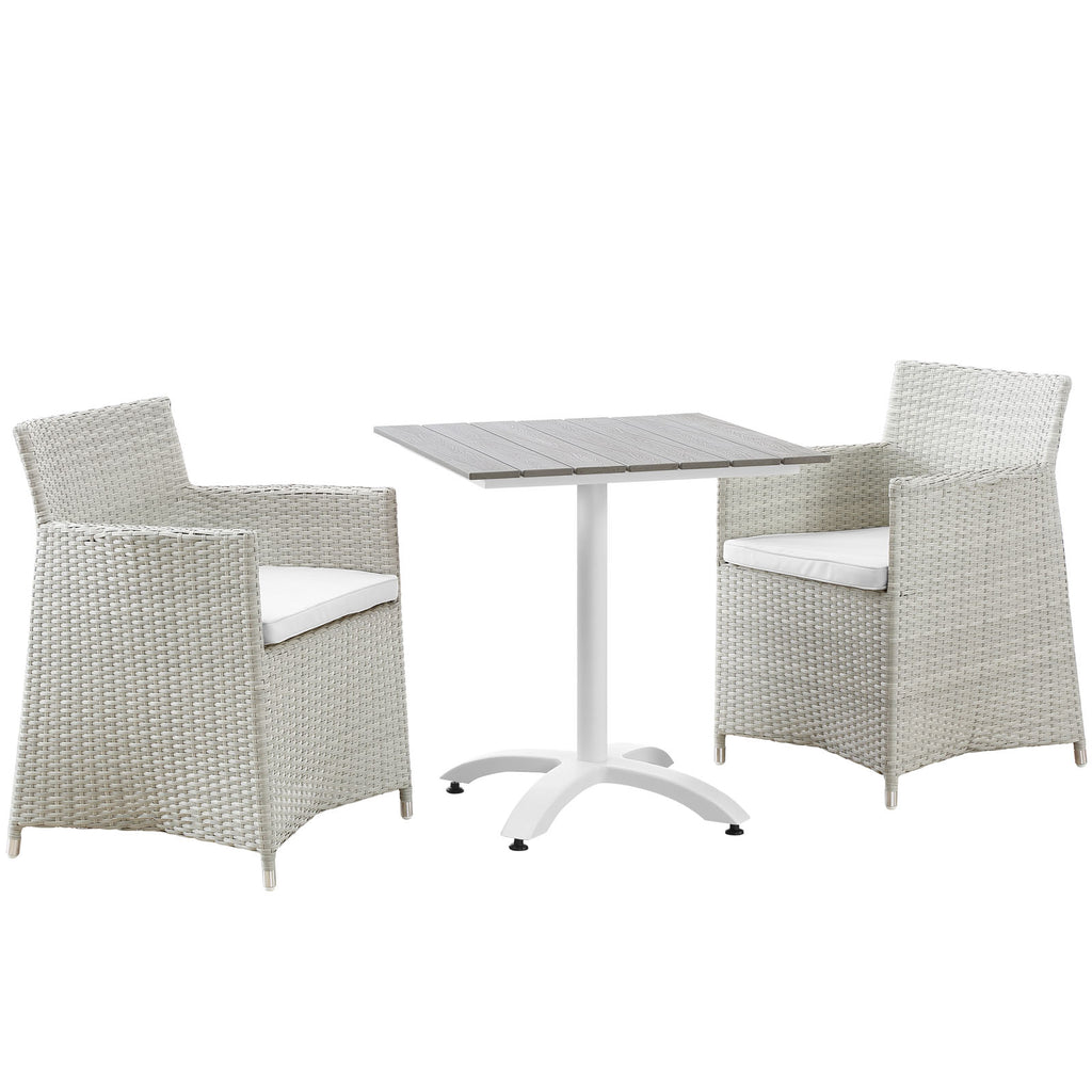 Junction 3 Piece Outdoor Patio Dining Set in Gray White