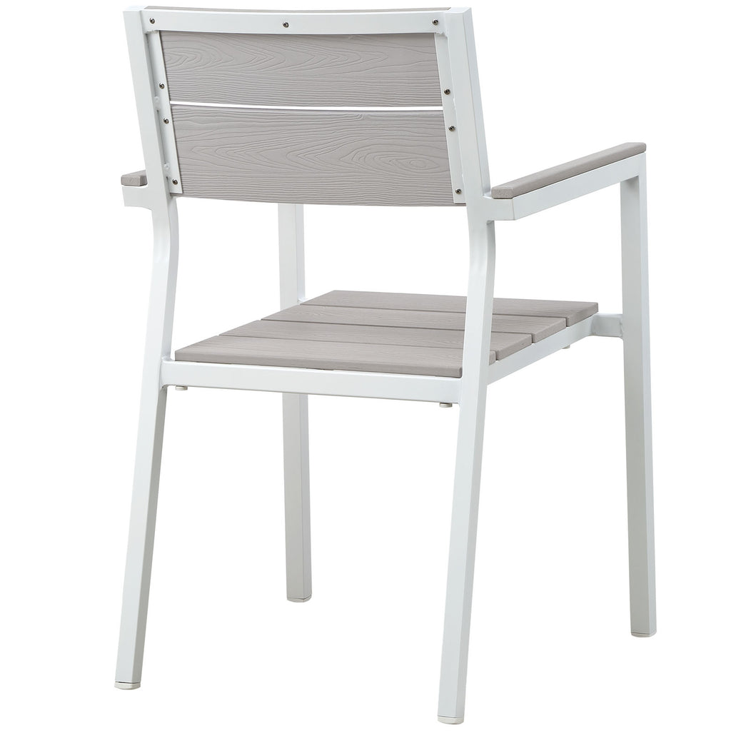 Maine 3 Piece Outdoor Patio Dining Set in White Light Gray-1