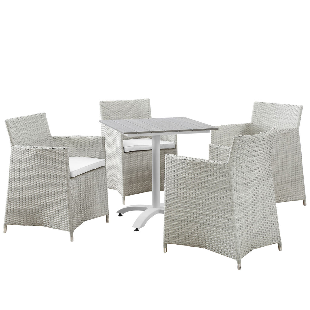 Junction 5 Piece Outdoor Patio Dining Set in Gray White-1