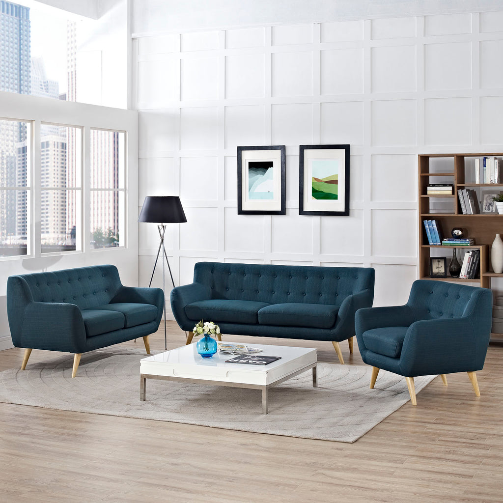 Remark 3 Piece Living Room Set in Azure-2