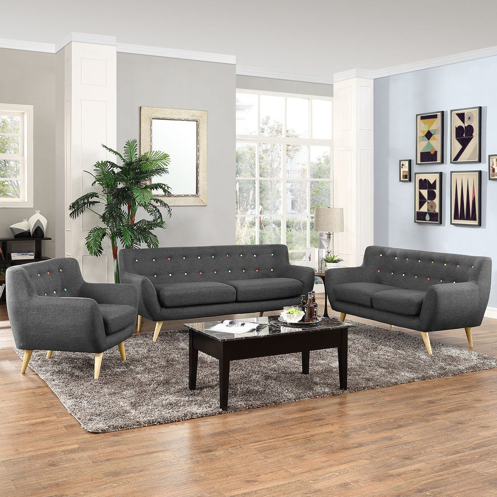 Remark 3 Piece Living Room Set in Gray-2