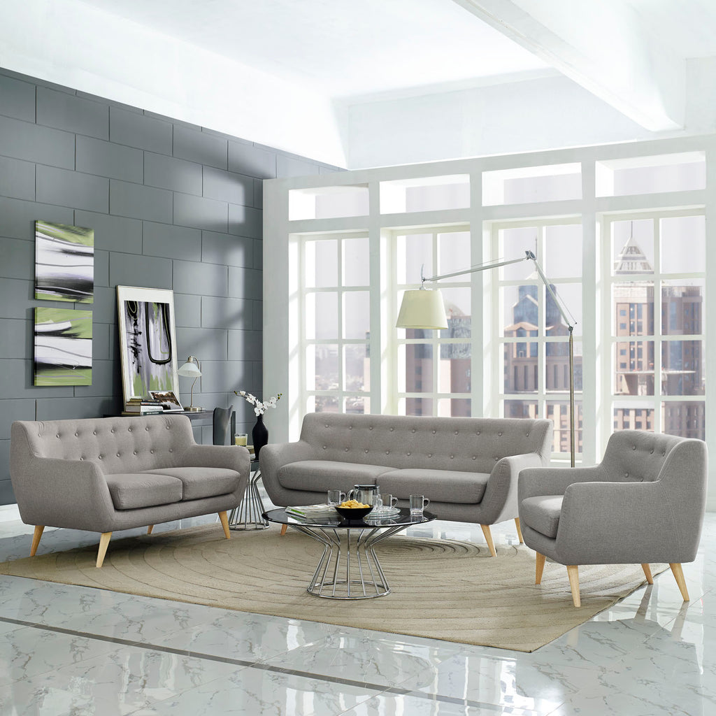 Remark 3 Piece Living Room Set in Light Gray-2