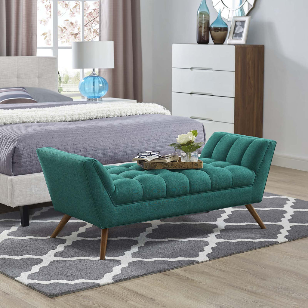 Response Medium Upholstered Fabric Bench in Teal