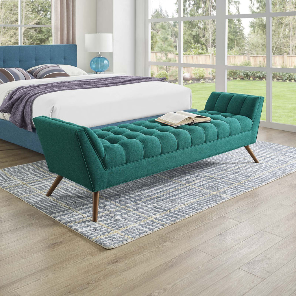 Response Upholstered Fabric Bench in Teal