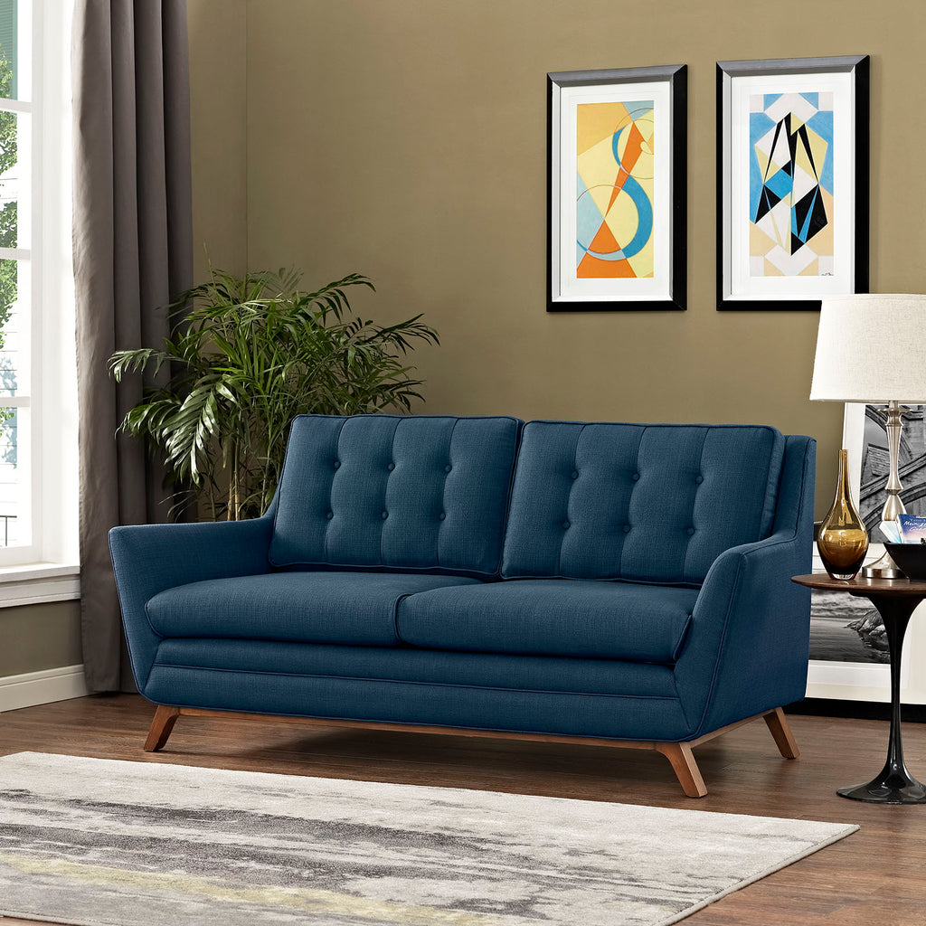 Beguile Upholstered Fabric Loveseat in Azure
