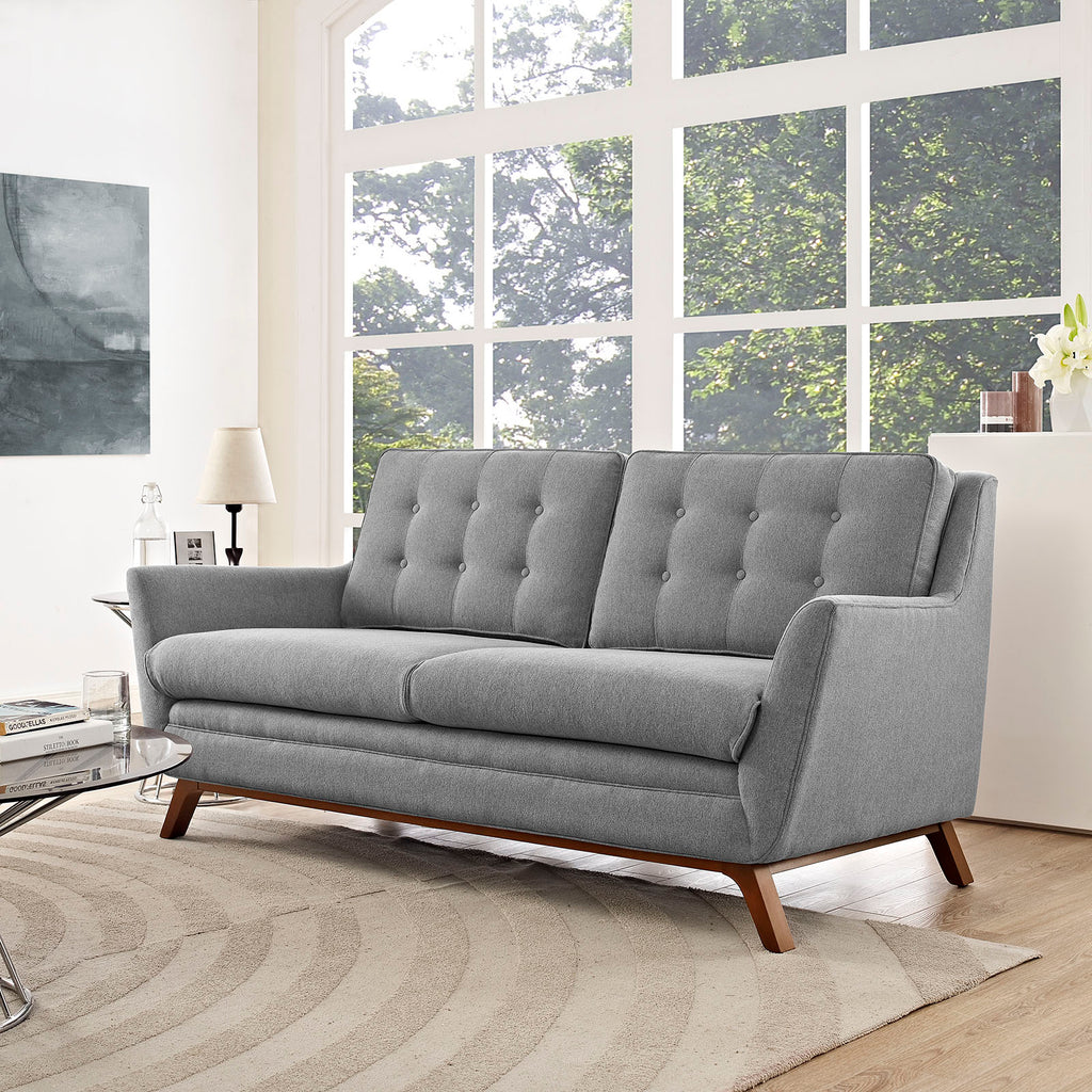 Beguile Upholstered Fabric Loveseat in Expectation Gray