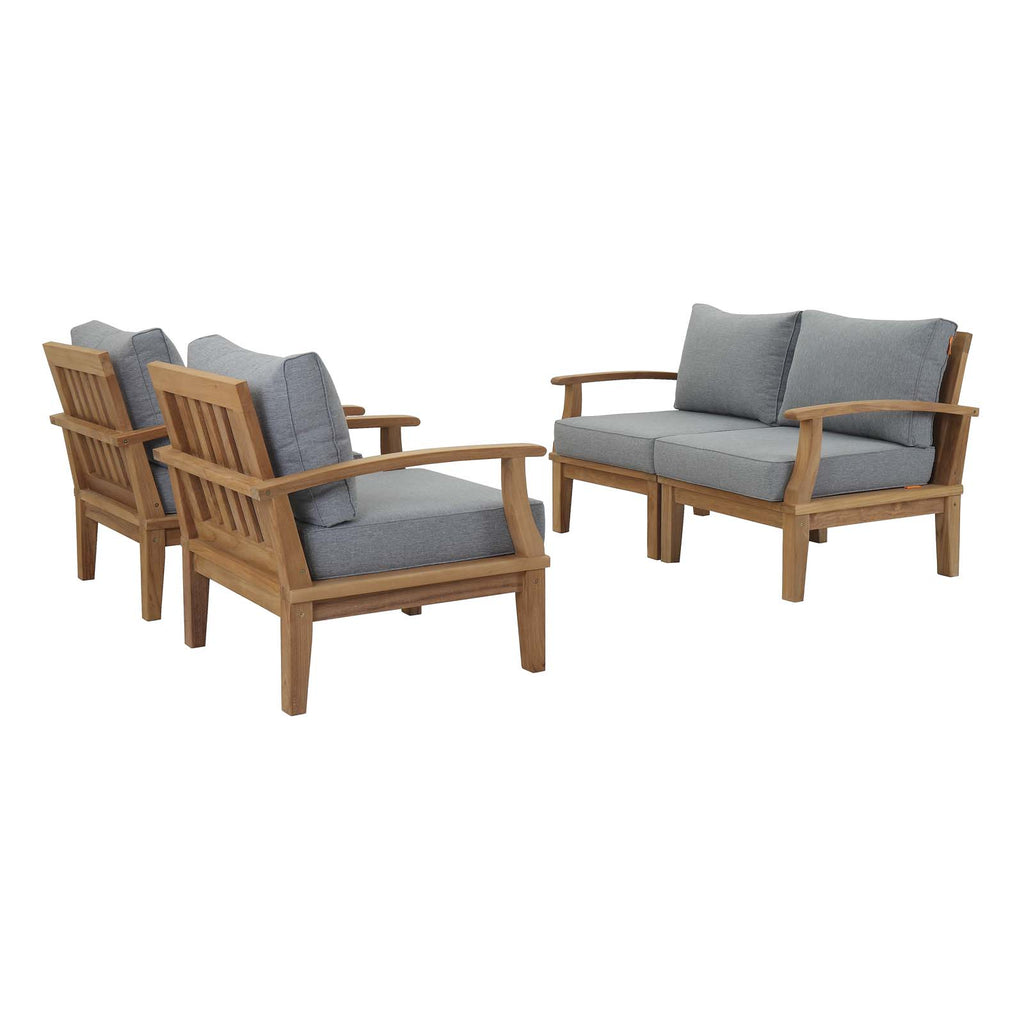 Marina 4 Piece Outdoor Patio Teak Set in Natural Gray-1