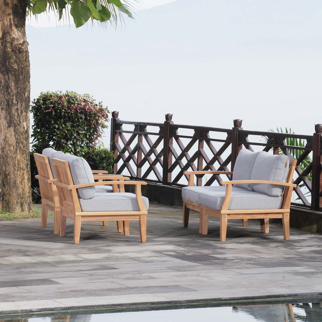 Marina 4 Piece Outdoor Patio Teak Set in Natural Gray-1